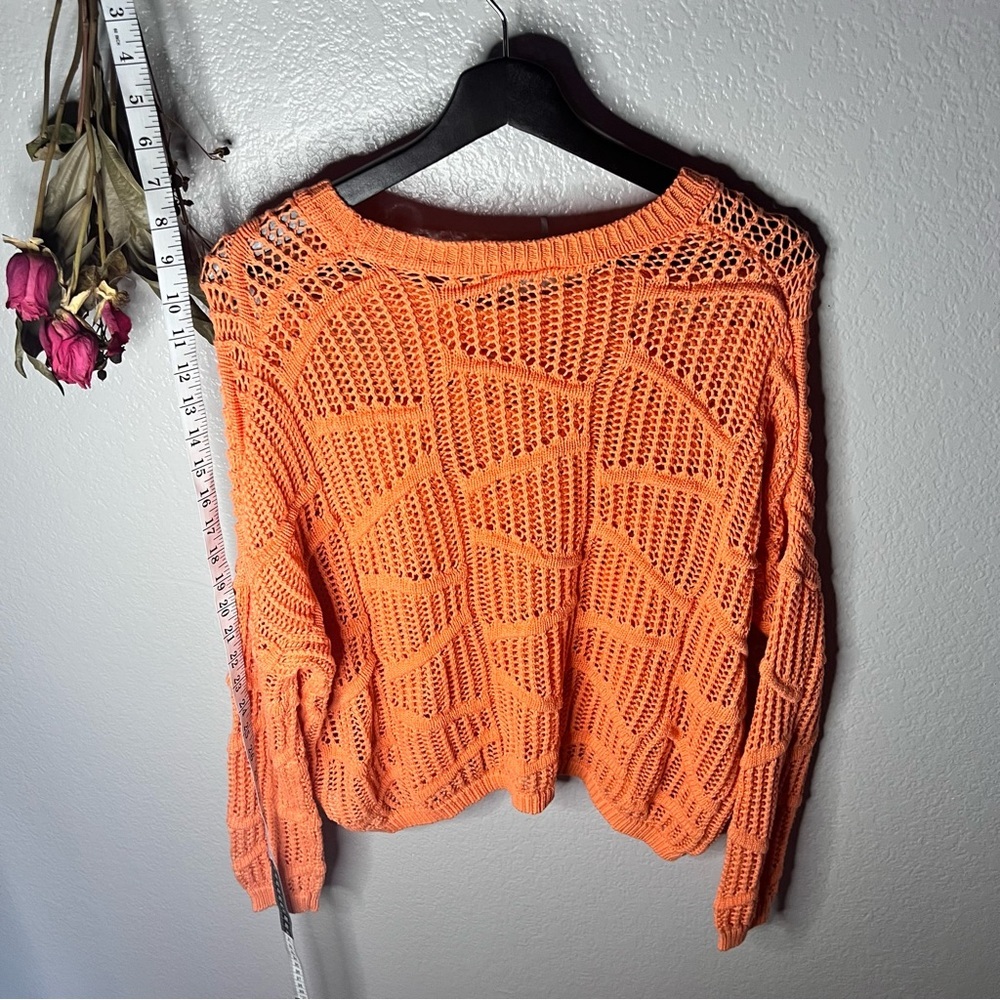 Sparkle & Fade Women's | Tangerine Summer Open Knit Pullover Sweater, sz XS, EUC